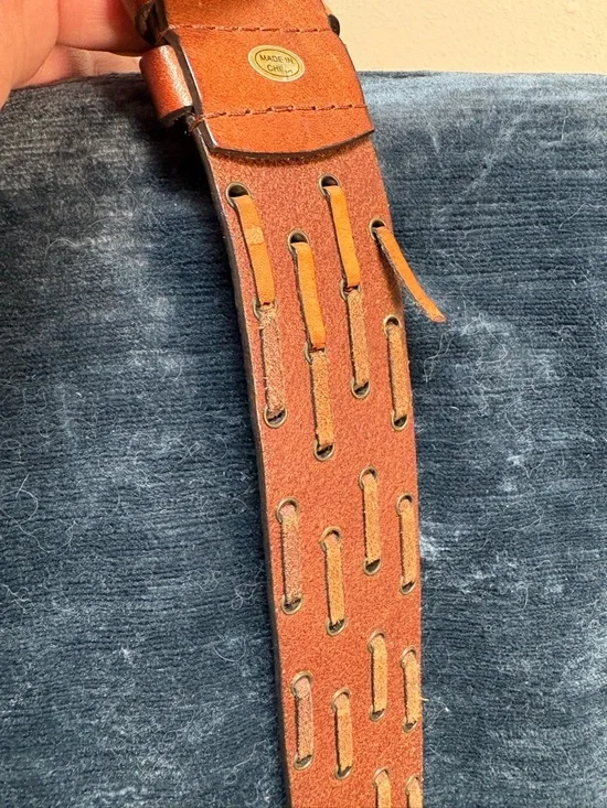 Brown Leather Belt with Brass hardware - Picture 6 of 8